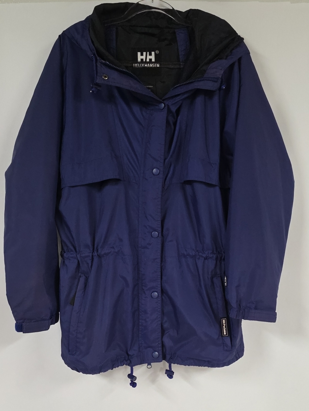 Vintage Women's Helly Hansen Packable Hooded Rain Jacket Periwinkle - Size M